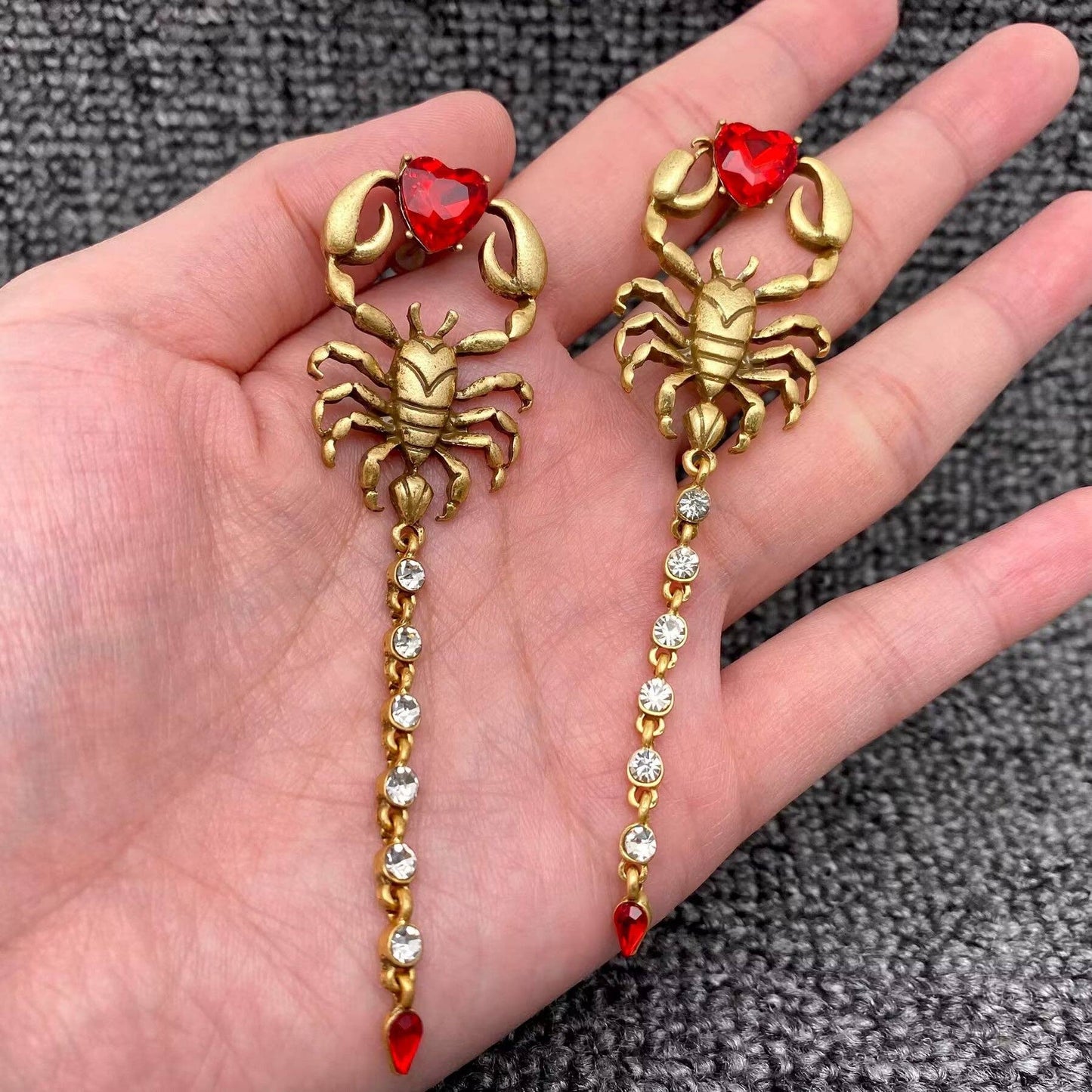Vintage Rhinestone Scorpion Earrings