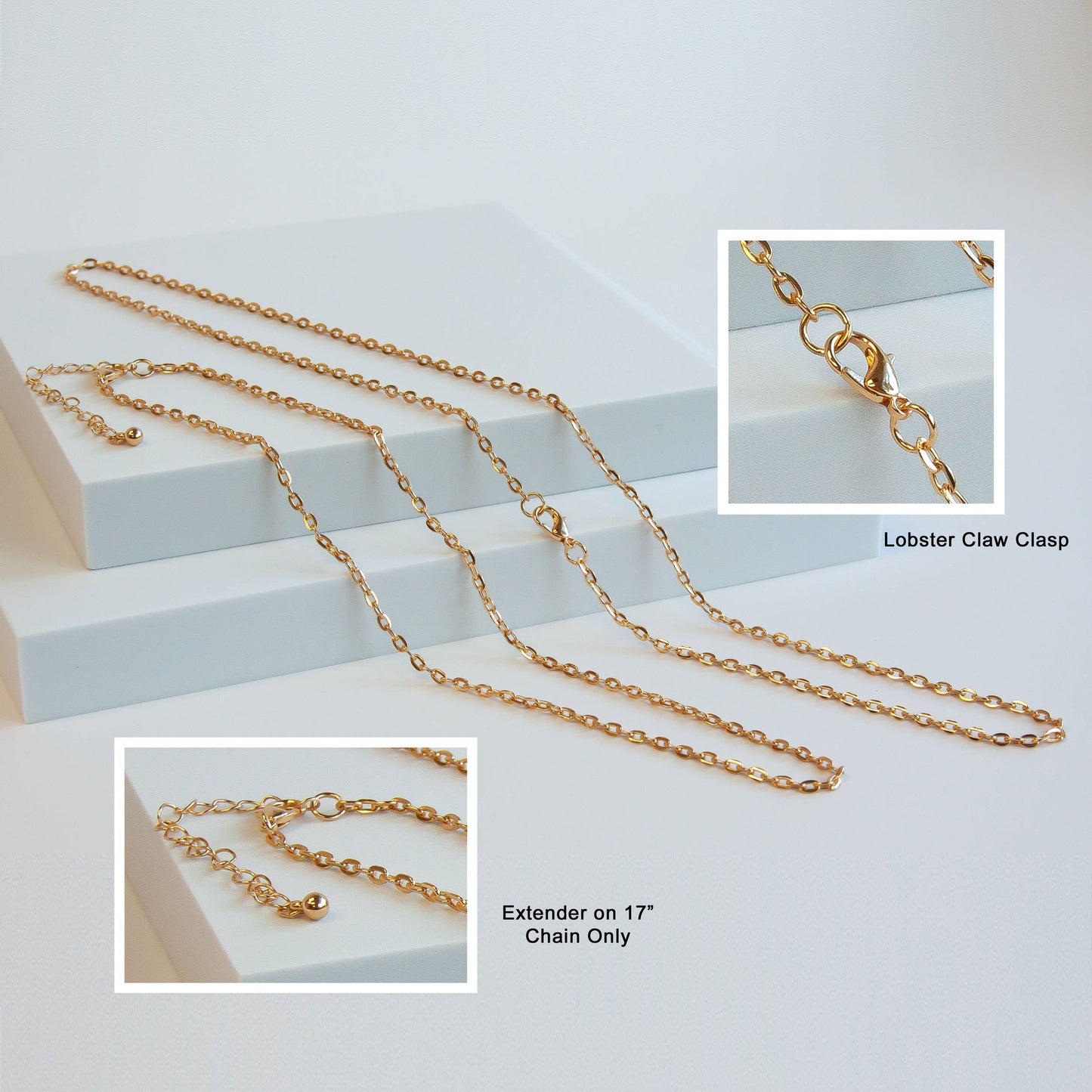 Gold Tone Base Metal Flat Oval Chain - 24"
