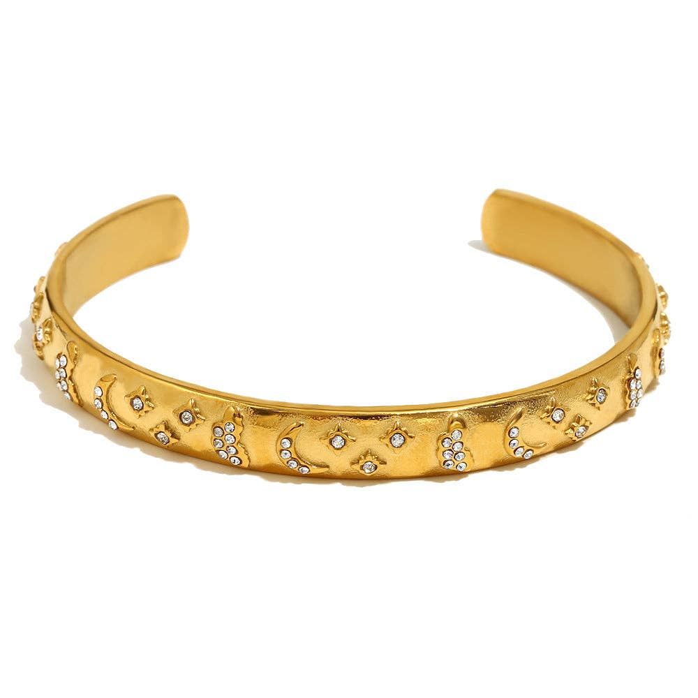 Tarot Style Cuff Bangle - Golden Moon