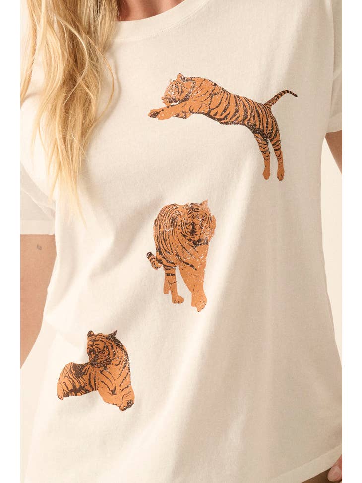Vintage Washed Tiger Graphic Tee - La De Da
