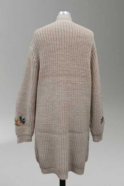 Embroidered Grandpa Cardigan - Oatmeal - La De Da
