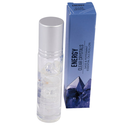 Energy Stone & Essential Oil Roll Ons - 0.5 FL OZ /CLEAR CRYSTAL - SAGE & PEPPERMINT