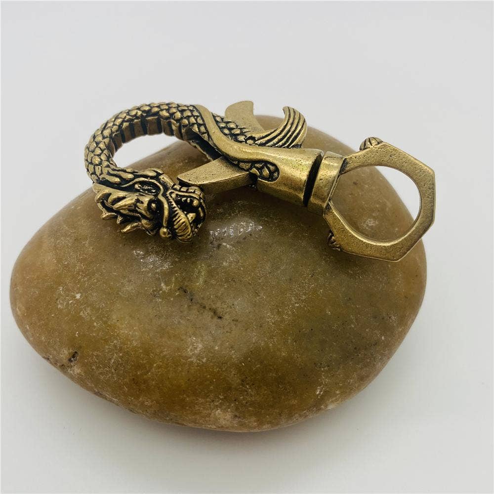 Brass Dragon Shaped Keychain - Tap buckle