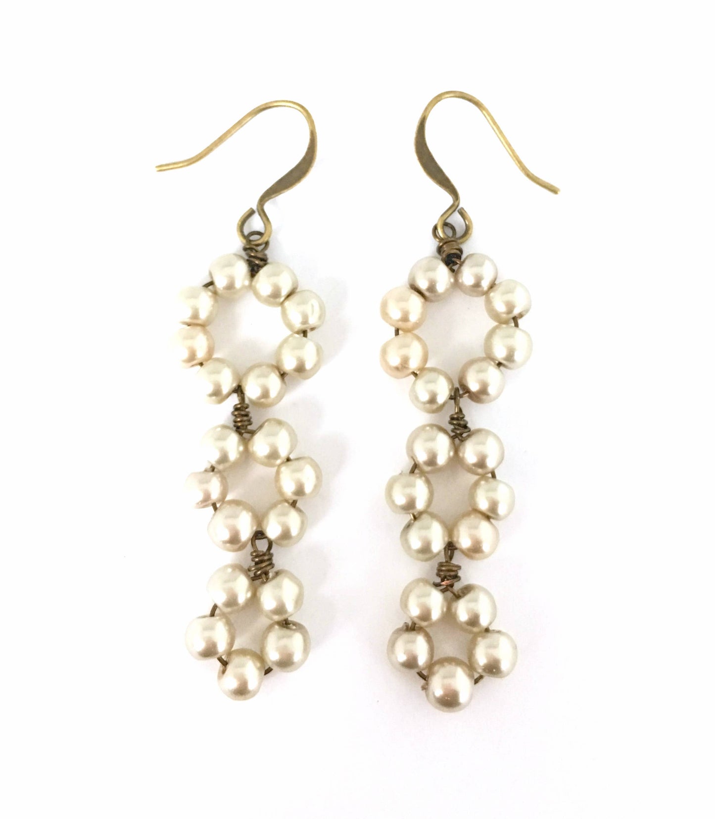 Glass Pearl Triple Loop Earrings