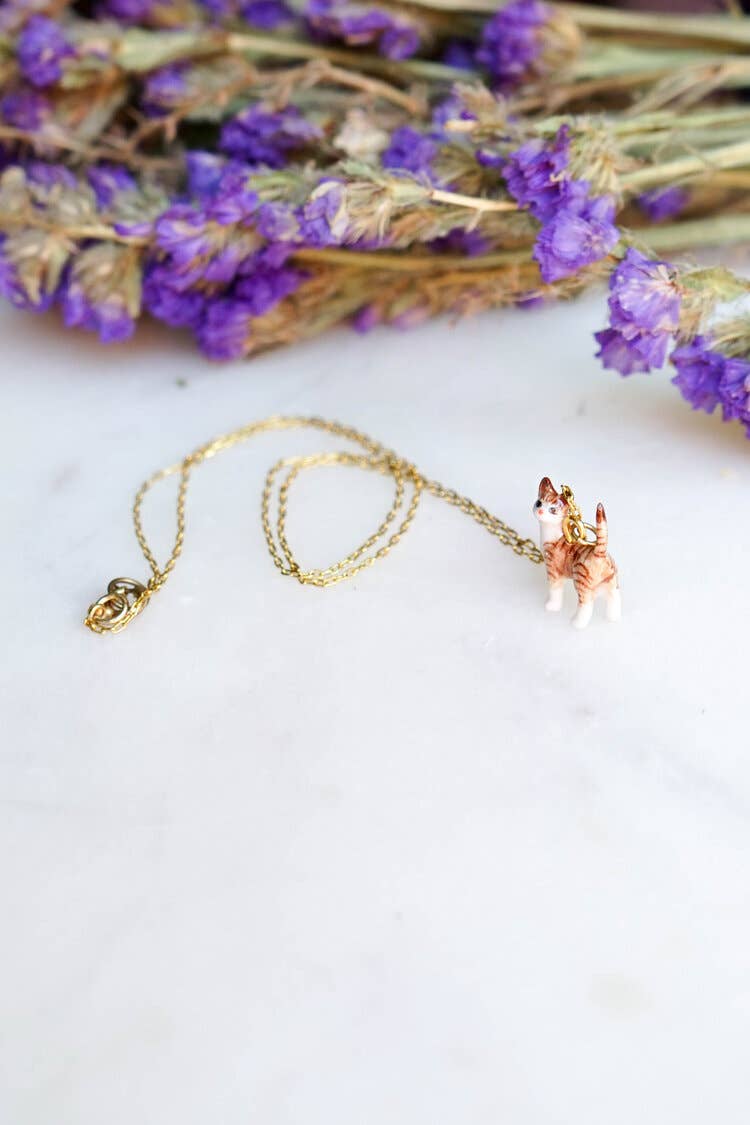 Tiny Preston Tabby Cat Necklace