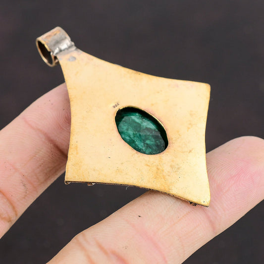 Faceted Zambian Emerald Pendant Necklace