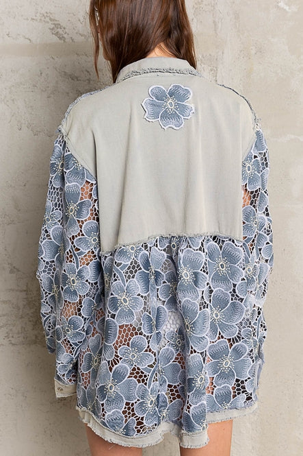 Oversize Contrast Shirt Jacket - La De Da