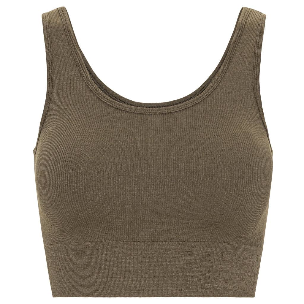 Soft Rib Seamless Crop Top - Dark Sage
