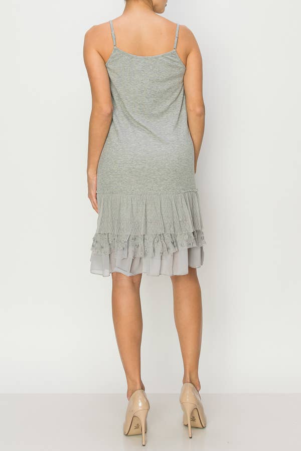 DRESS EXTENDER WITH LACE LAYER - GREY