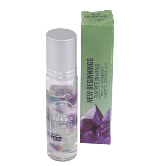 Energy Stone & Essential Oil Roll Ons - 0.5 FL OZ / FLUORITE - BASIL & PEPPERMINT