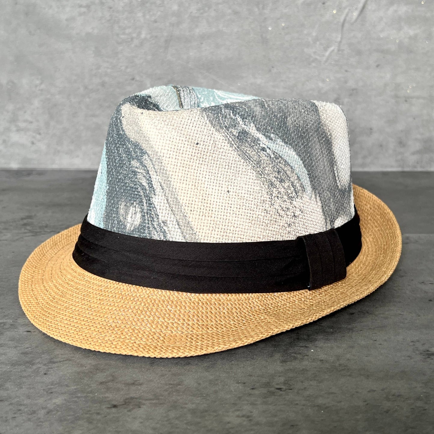 Marbled Straw Fedora - Gray