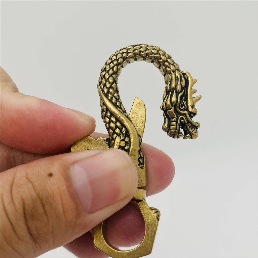 Brass Dragon Shaped Keychain - Tap buckle