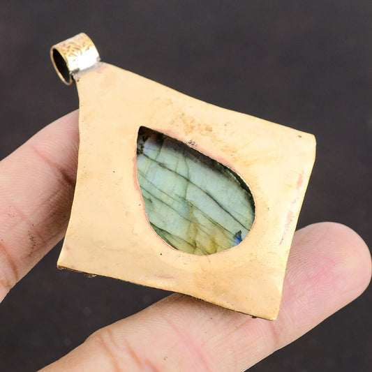 Labradorite Diamond Pendant Necklace