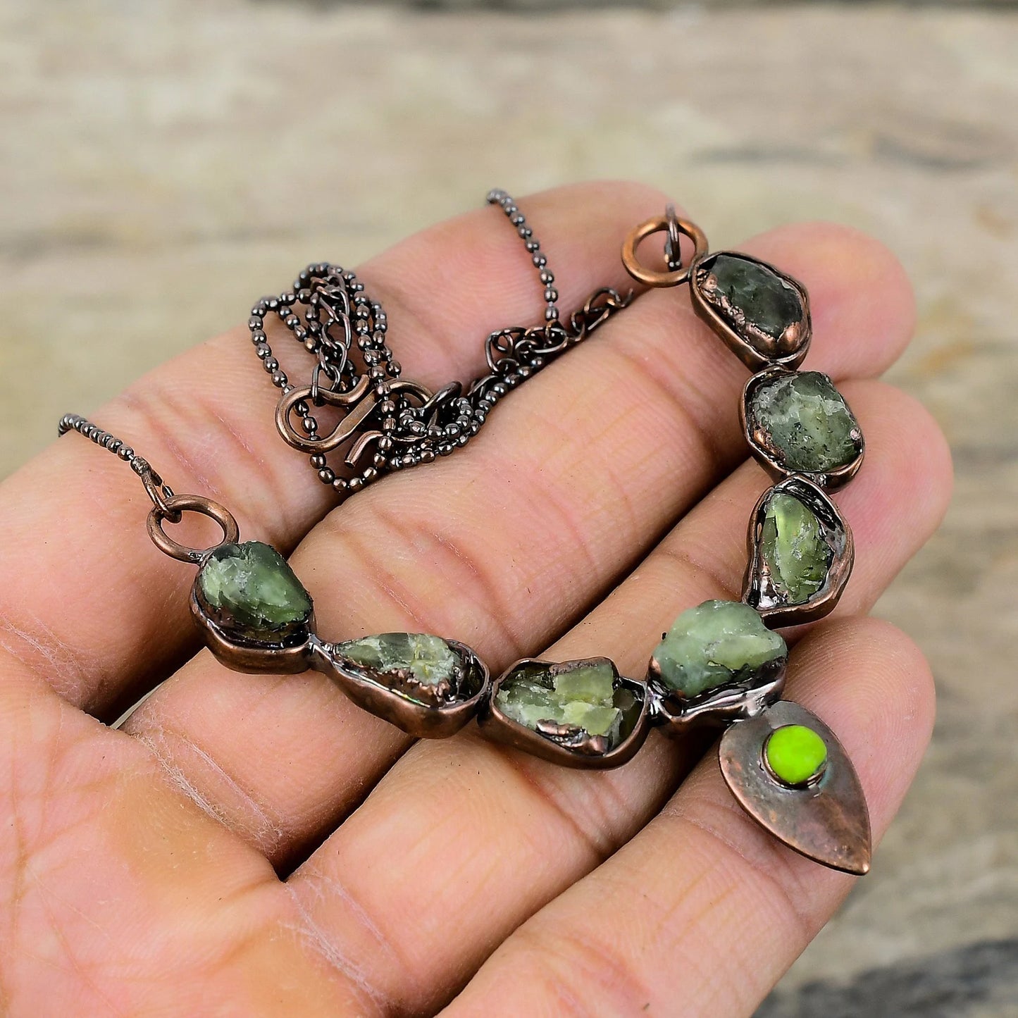 Green Touramline Raw Necklace