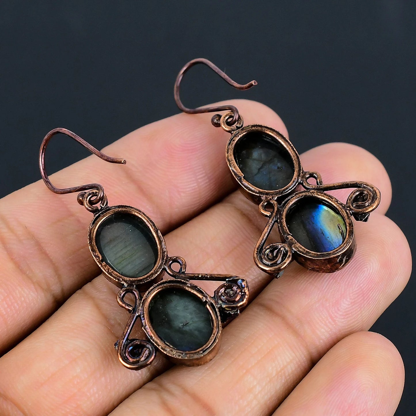 Labradorite Copper Earrings