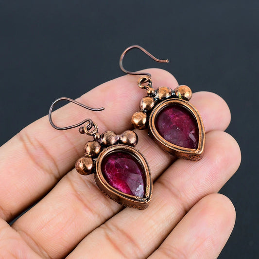 Kashmiri Red Ruby Earrings