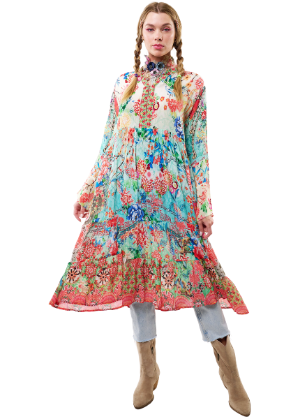 Alysia Dress - Coral Teal