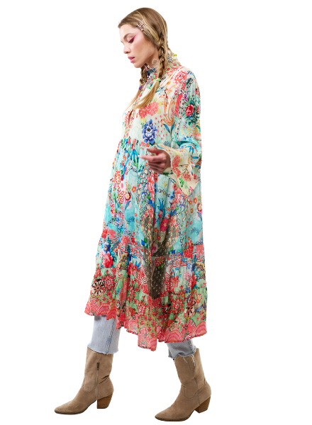 Alysia Dress - Coral Teal