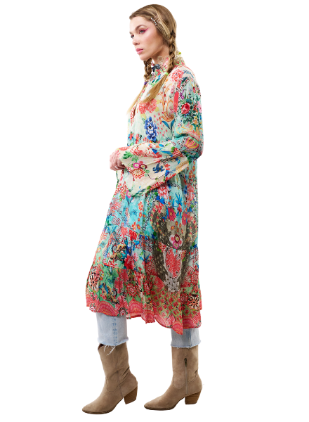 Alysia Dress - Coral Teal
