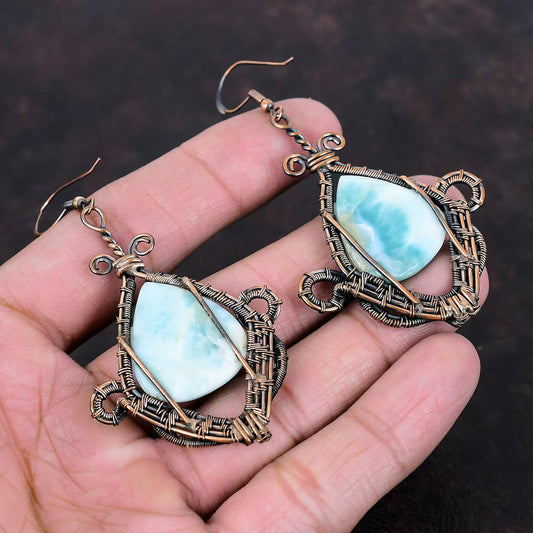 Larimar and Copper Earrings