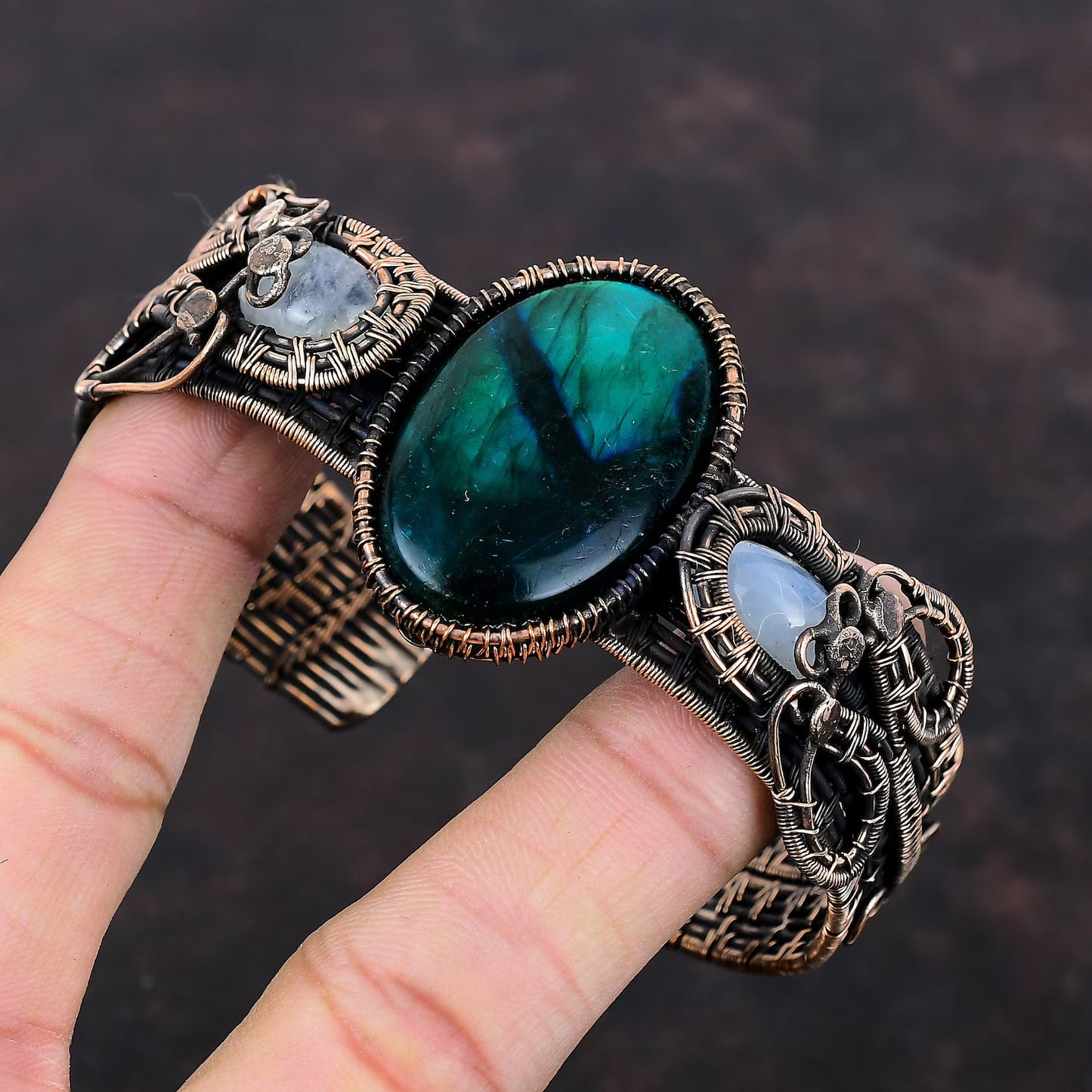 Neon Flash Labradorite / Moonstone Cuff