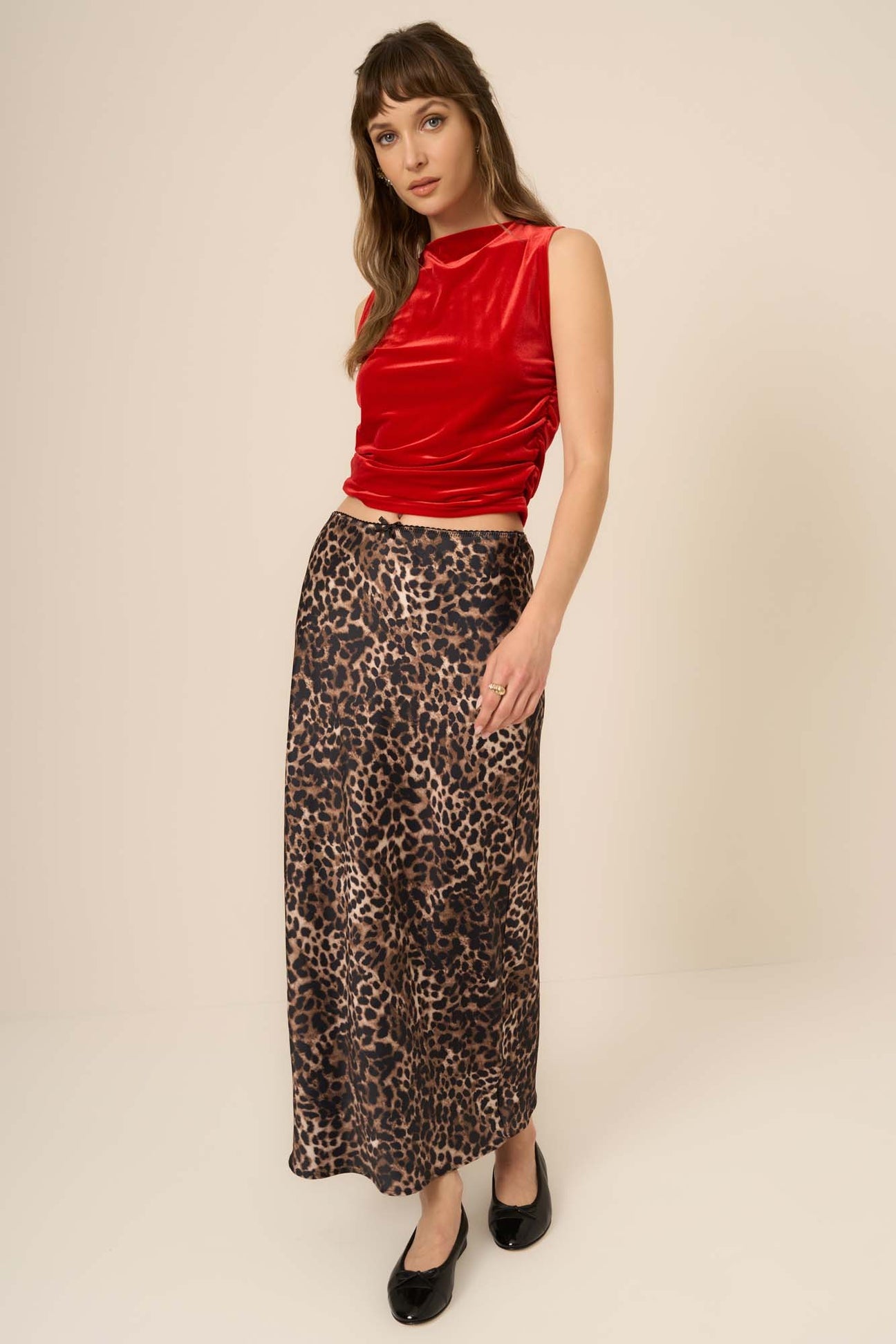 On Repeat Ruched Side Velvet Tank - Red