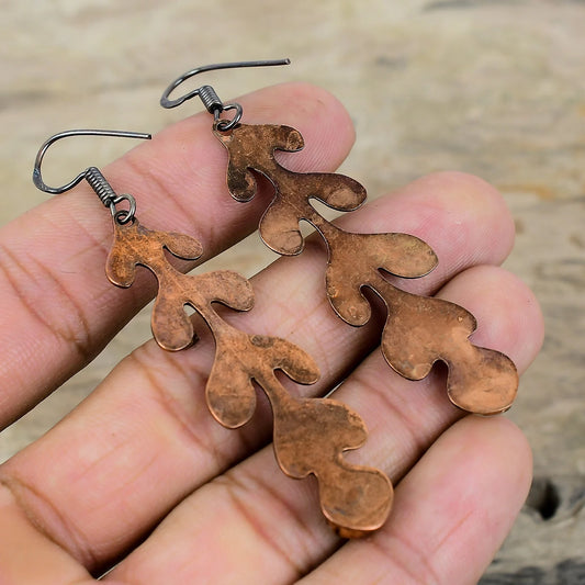 Moonstone, Pink Tourmaline and Copper Earrings