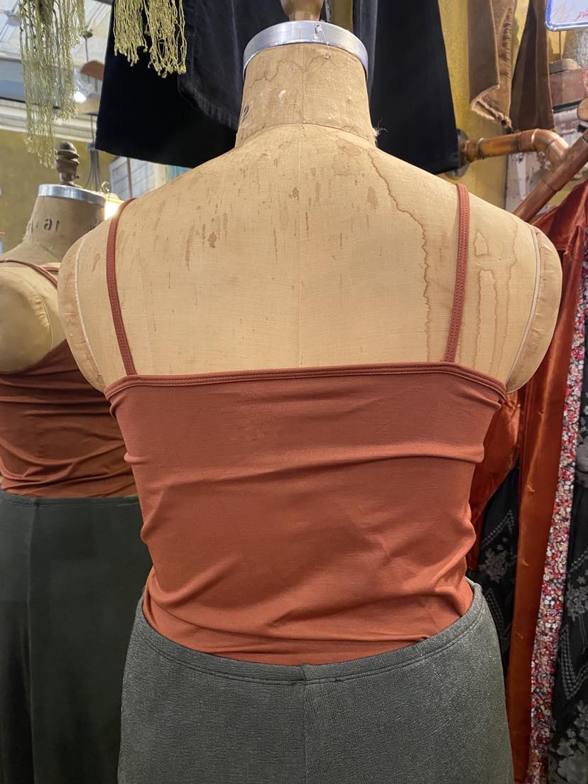 Plus Seamless Cross Front Cami - Dark Rust