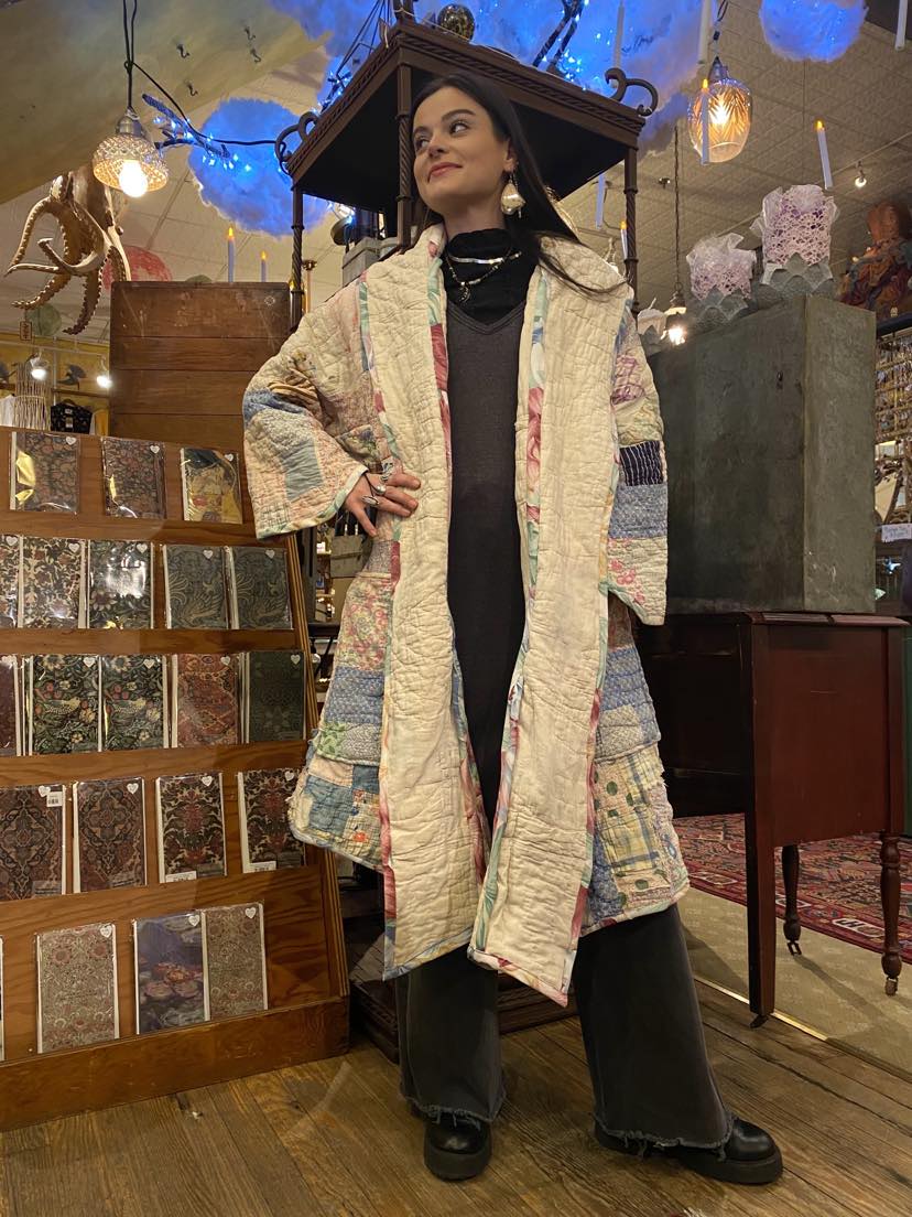 OOAK Handmade Upcycled Long Quilt Coat - Pastels*