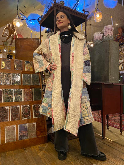 OOAK Handmade Upcycled Long Quilt Coat - Pastels*