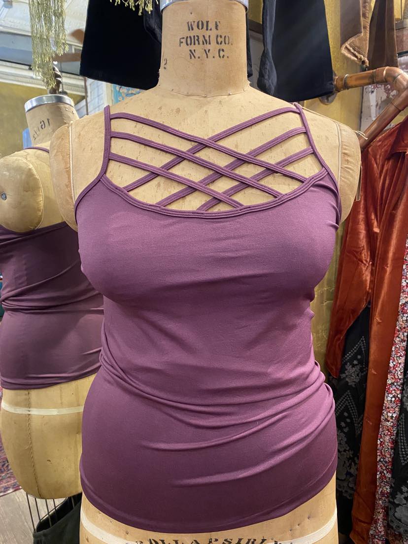Curve Cross Front Cami - Eggplant