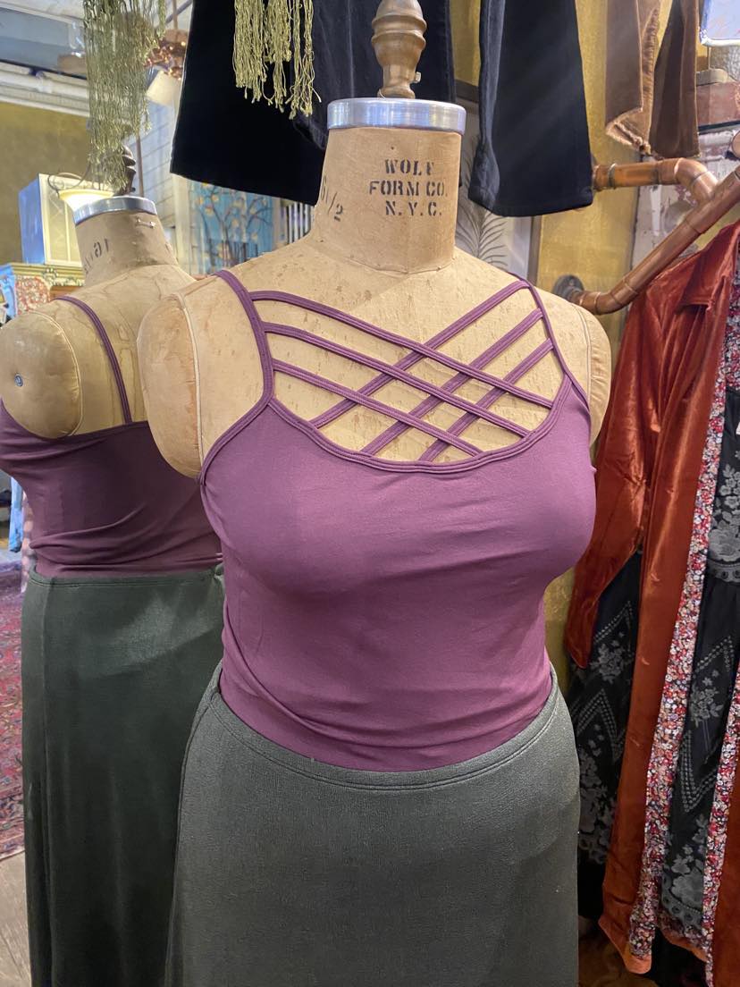 Curve Cross Front Cami - Eggplant