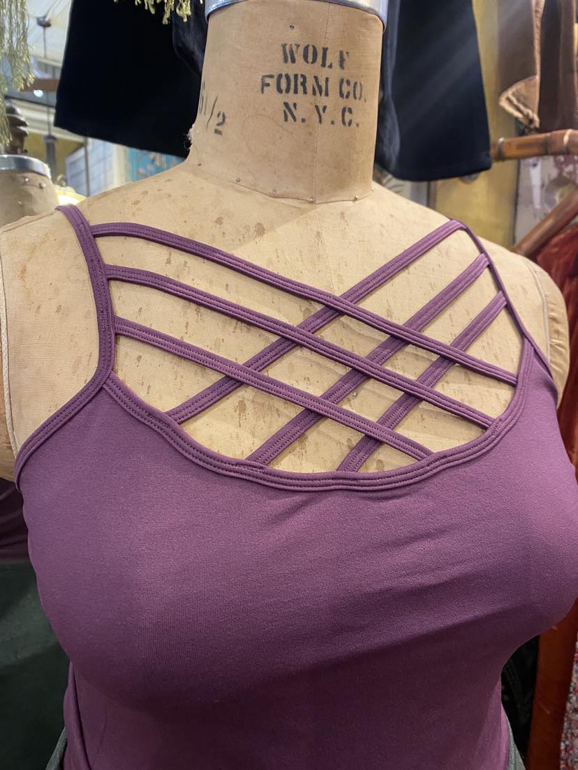 Curve Cross Front Cami - Eggplant