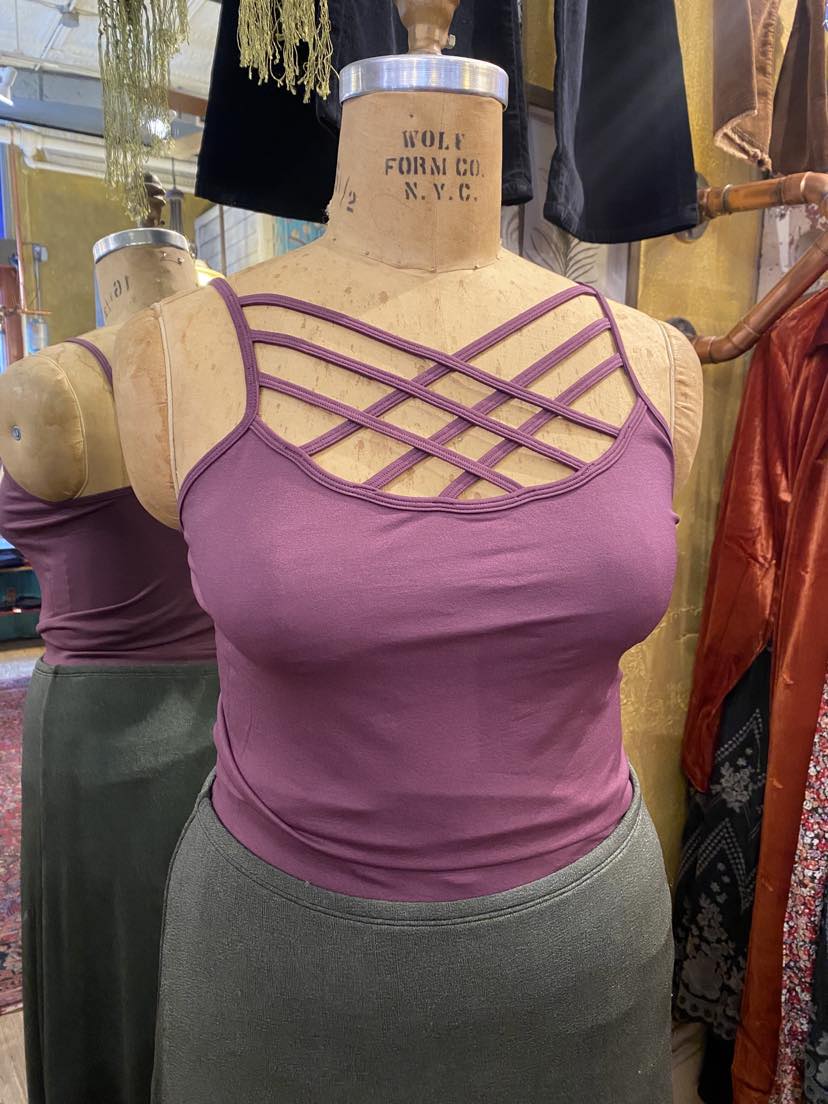 Curve Cross Front Cami - Eggplant