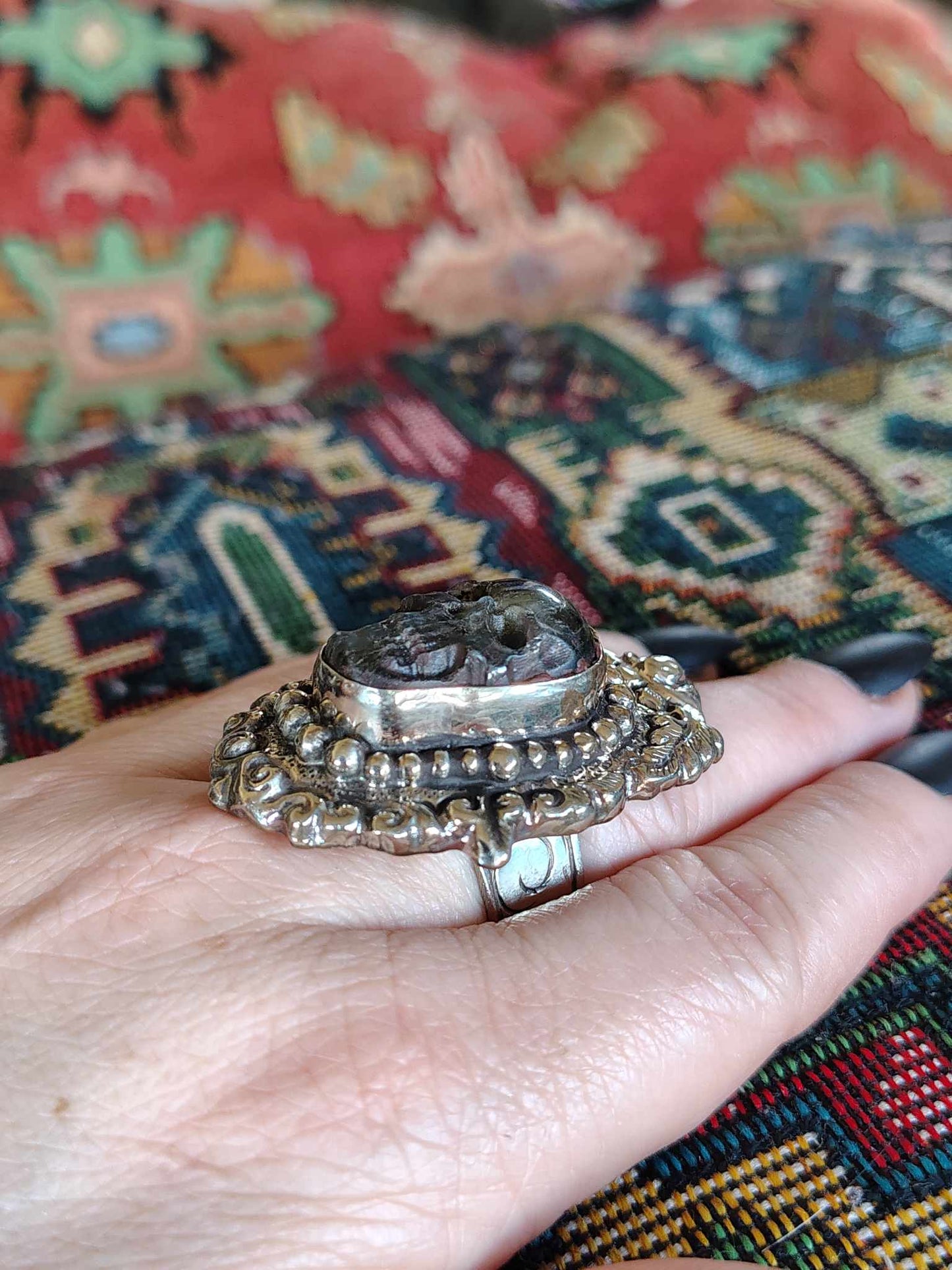 Labradorite Skull Ring