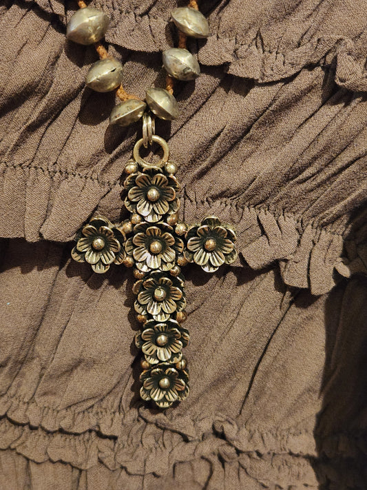 Cross with Pink Agate Necklace