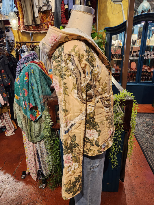 OOAK Tan Hooded Quilt Jacket