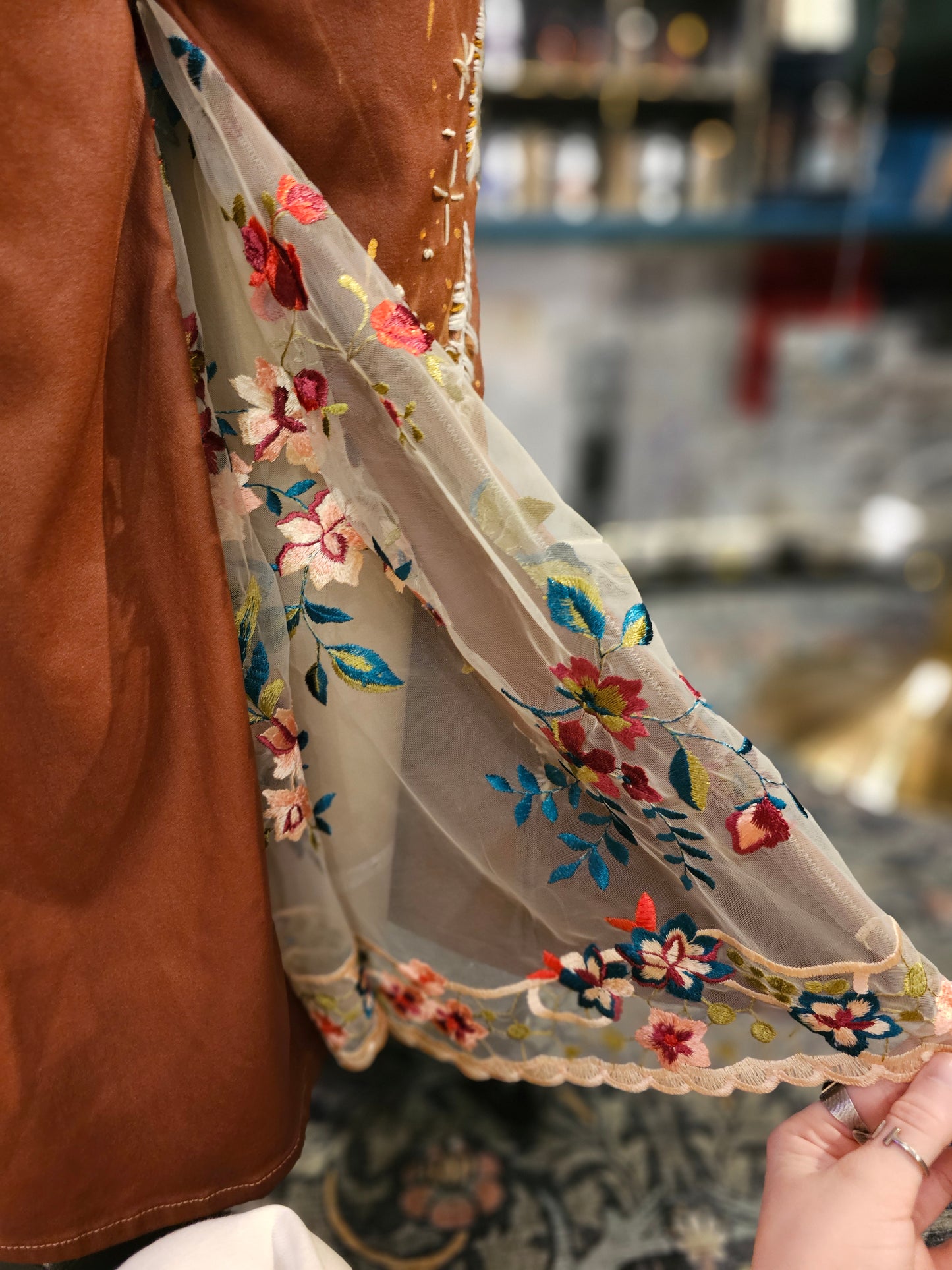 Celestial Embroidery with Floral Mesh Dear John Jaxtyn Pants -Debi Samuels*