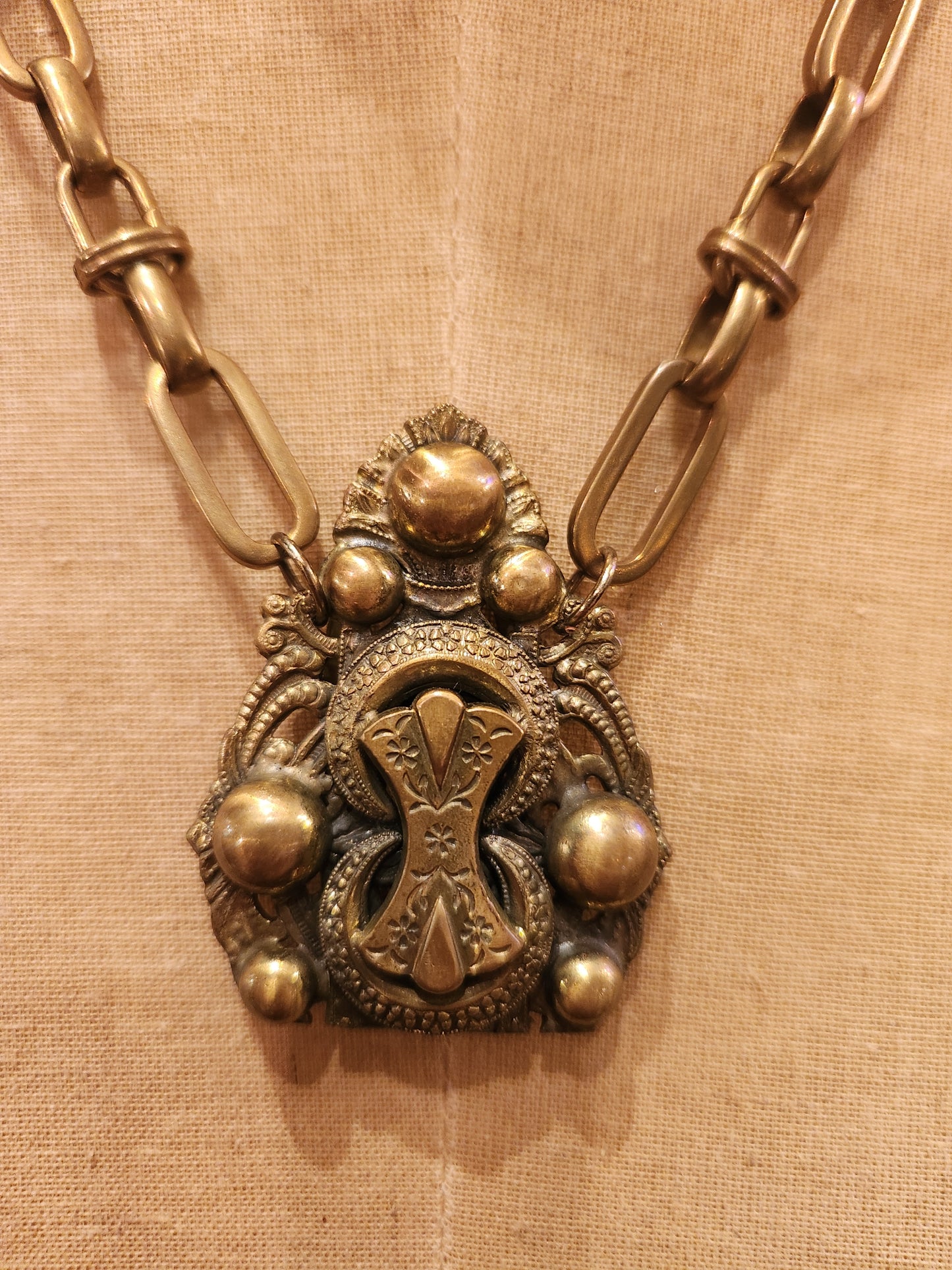 OOAK Vintage Chain with Vintage Shoe Clip Pendant