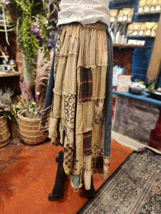 Patchwork Vintage Trim Skirt