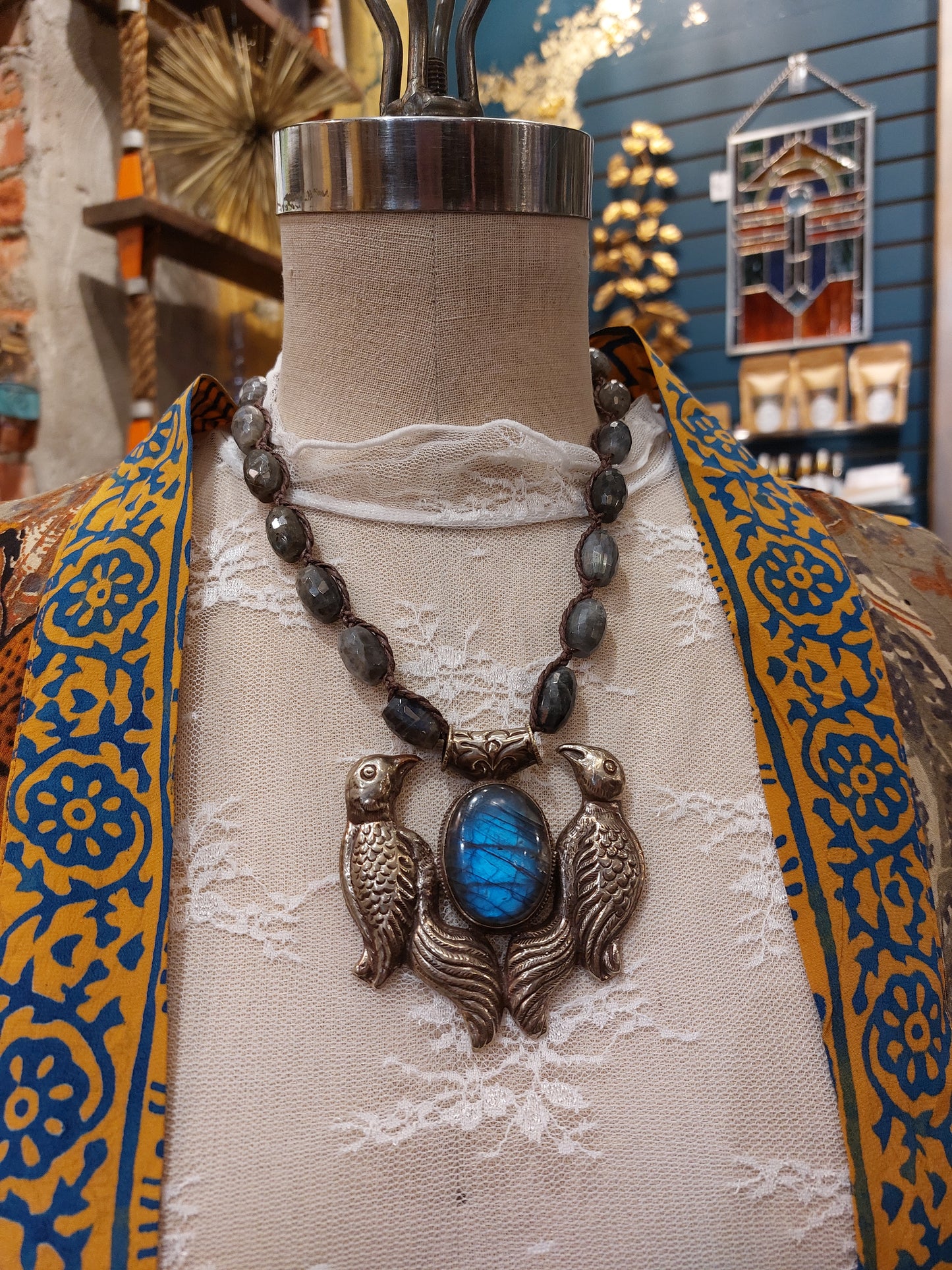 Labradorite Love Birds Necklace