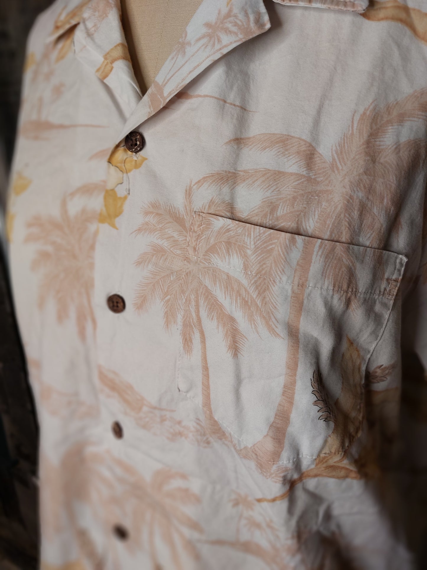 Bleached Tropical Shirt - Tan Palms
