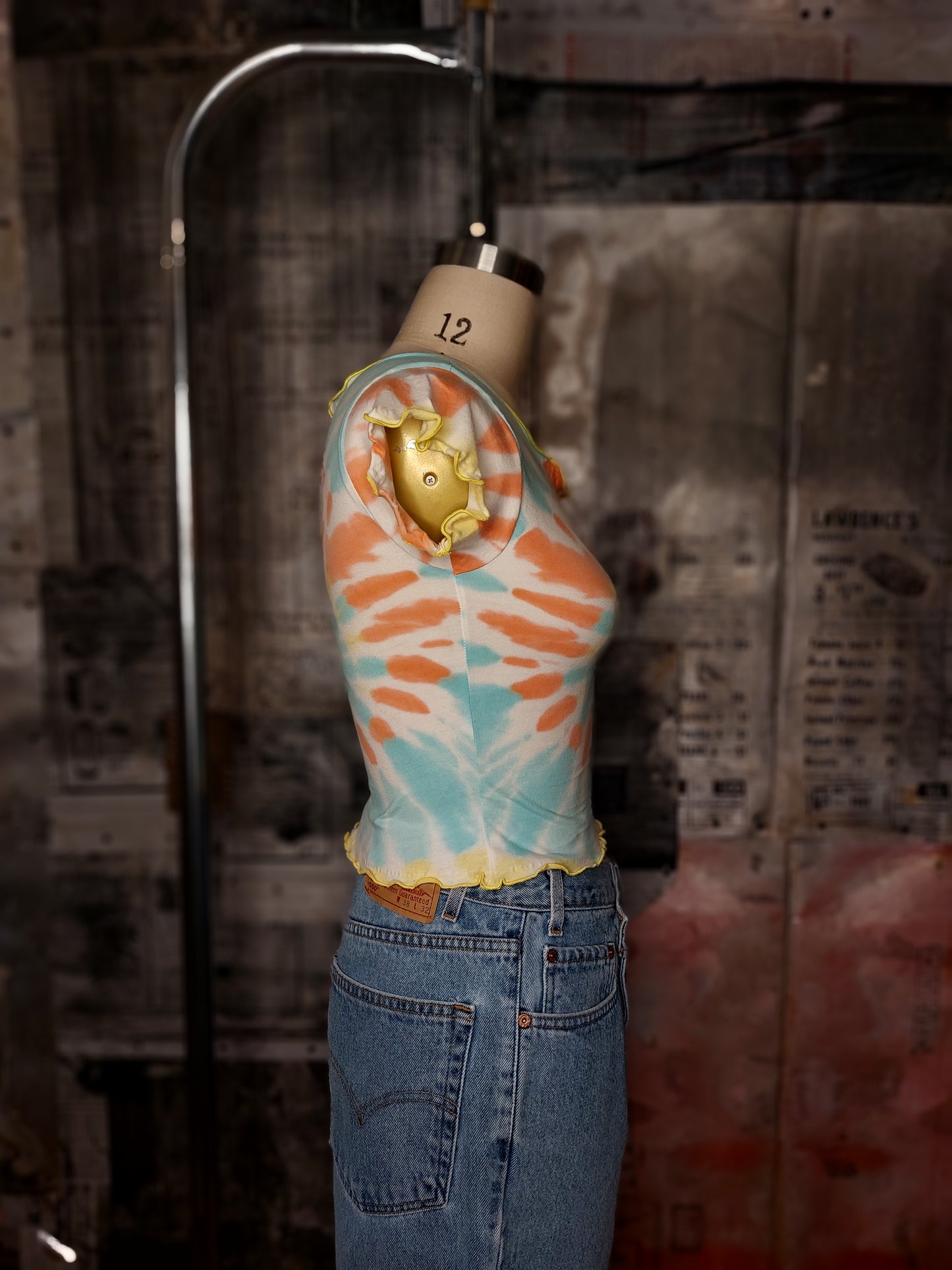 Lettuce Edge Cropped Tie Dye Tee - Yellow Edge