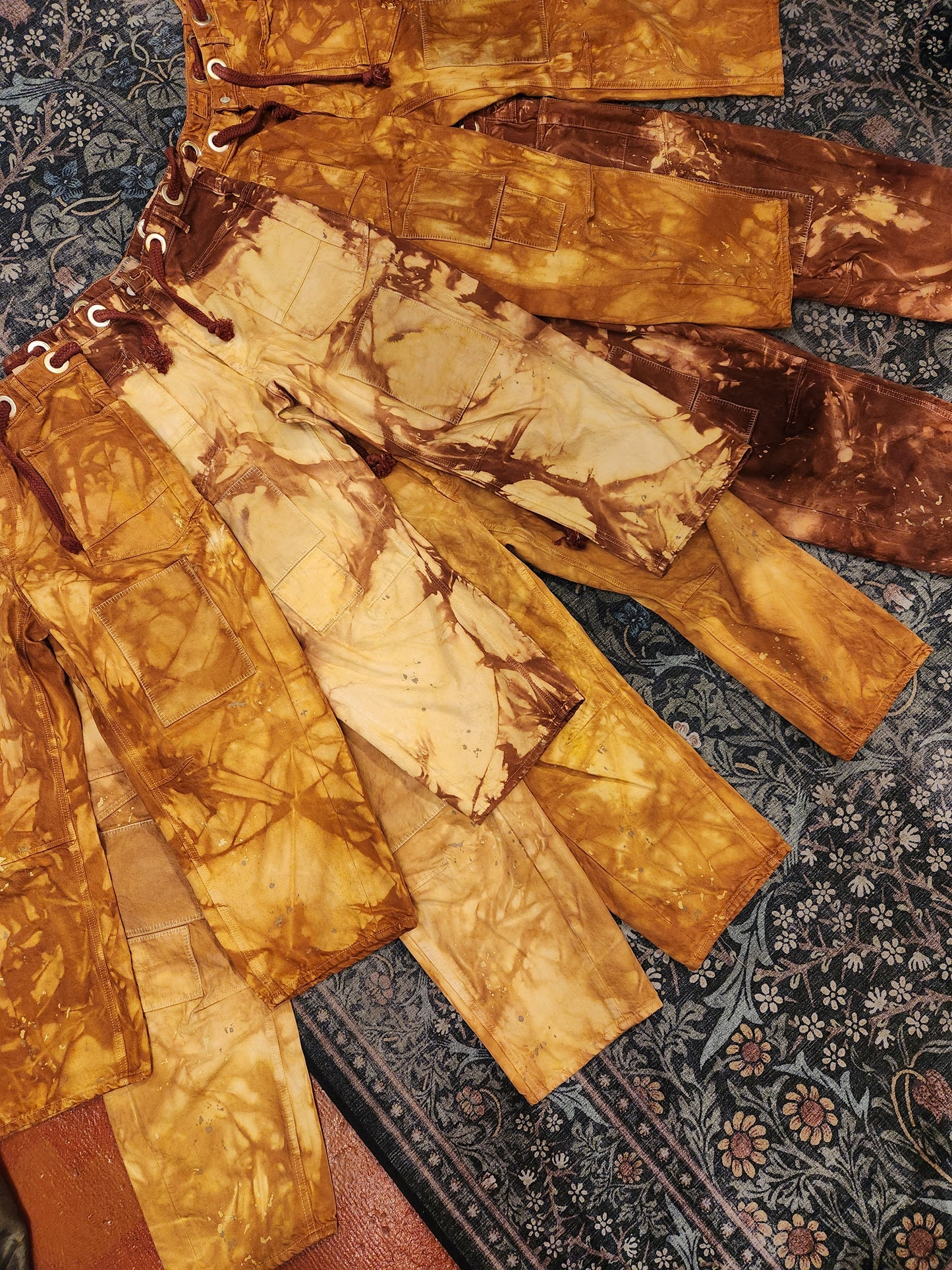 Hand Dyed Moxie Low Slung Drawstring Jeans - Marigold