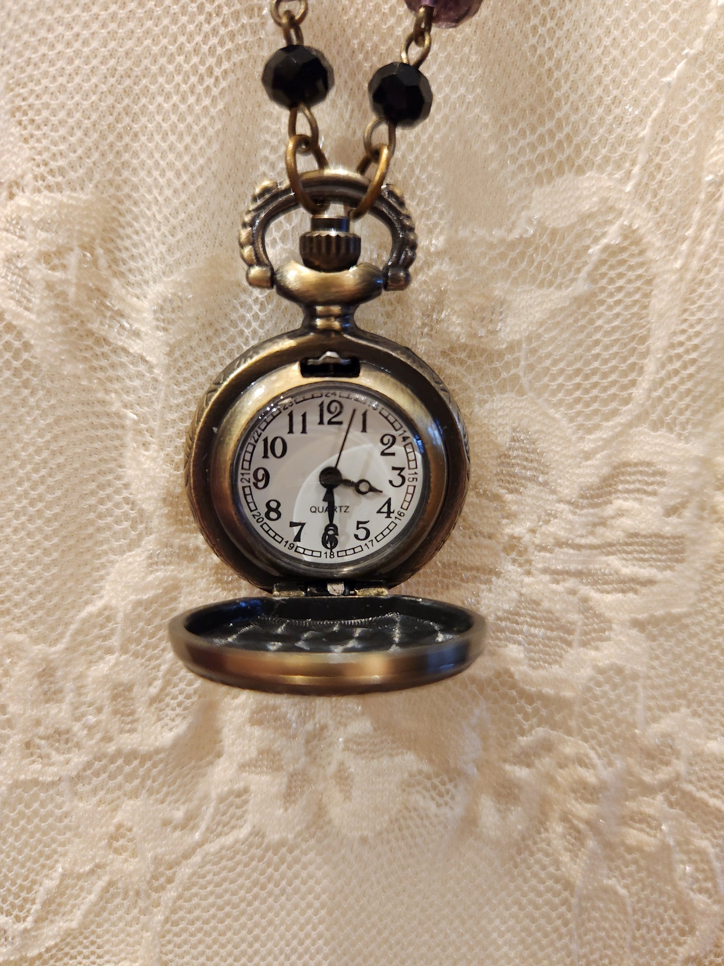 Victorian Style Pocket Watch Necklace | Crown Emblem
