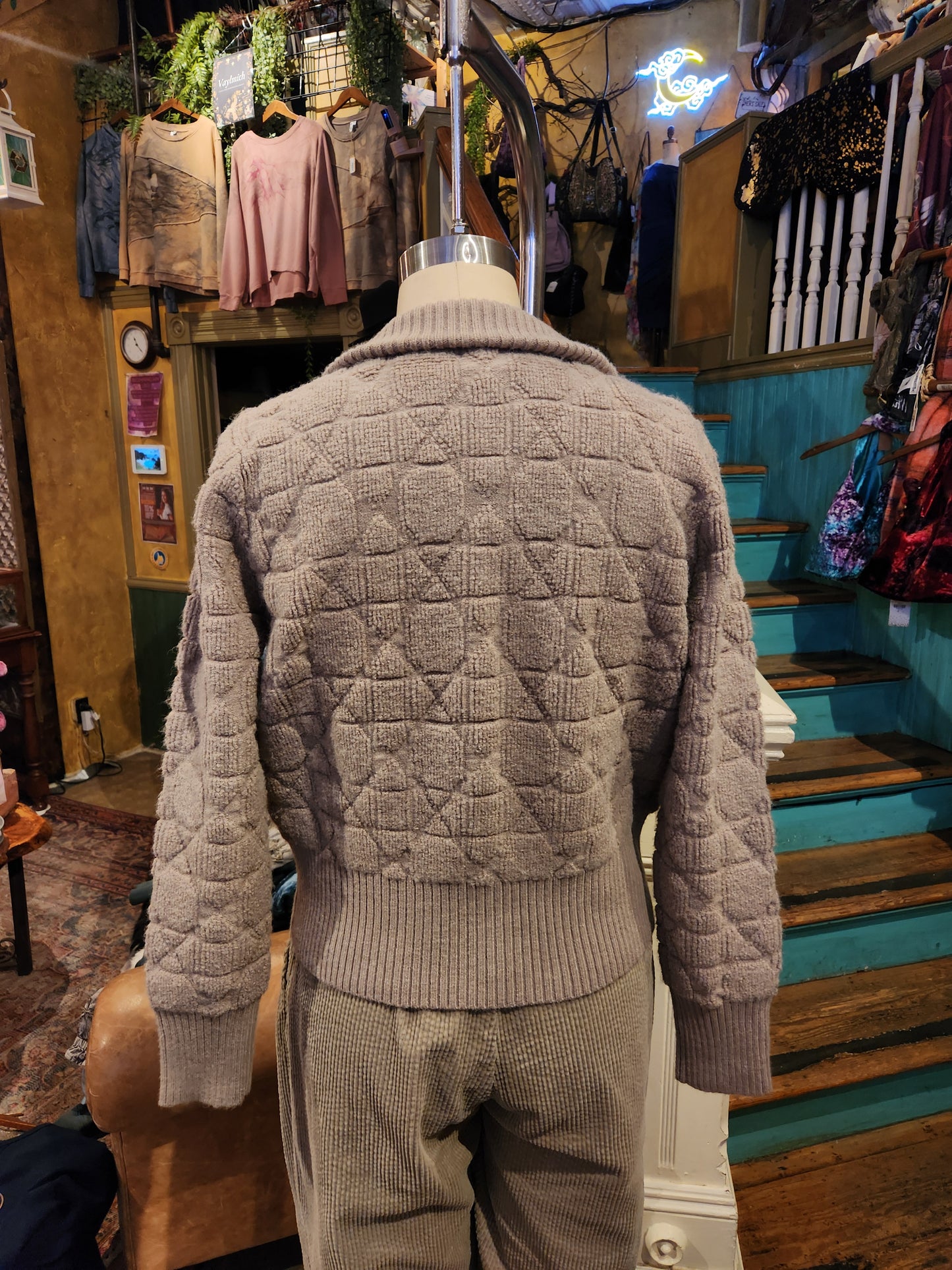 High Neck Zipper Jacket - Brown