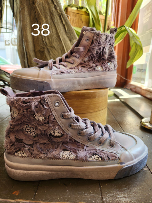 Hand Dyed Floral High Top Sneaker