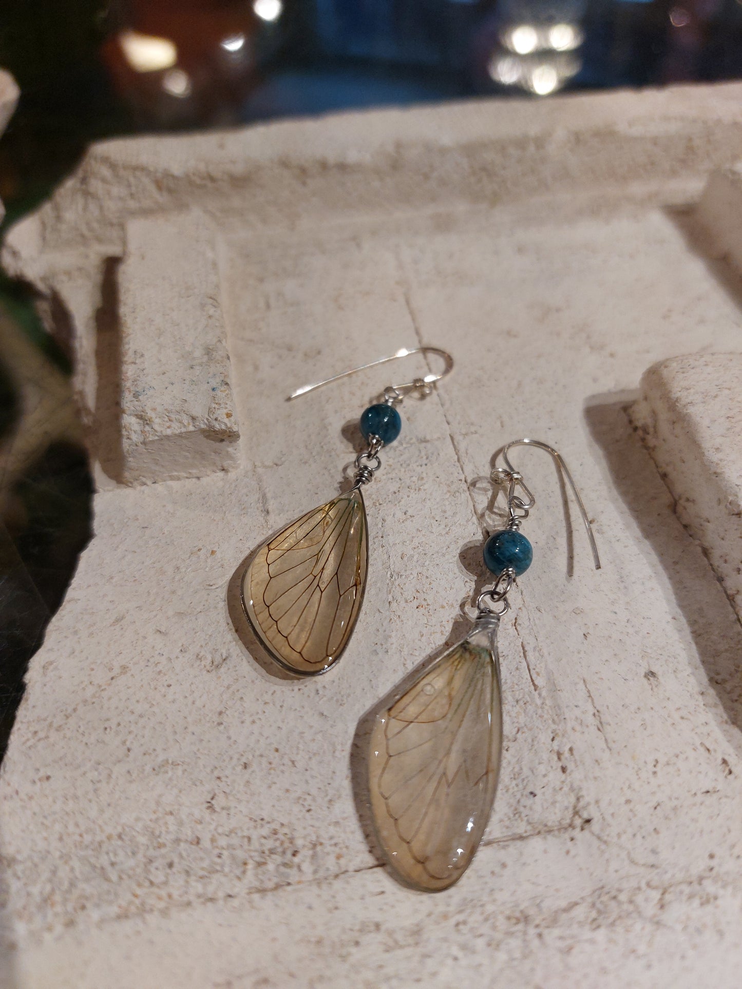 Cicada Wings With Bead Earrings (4) *E255