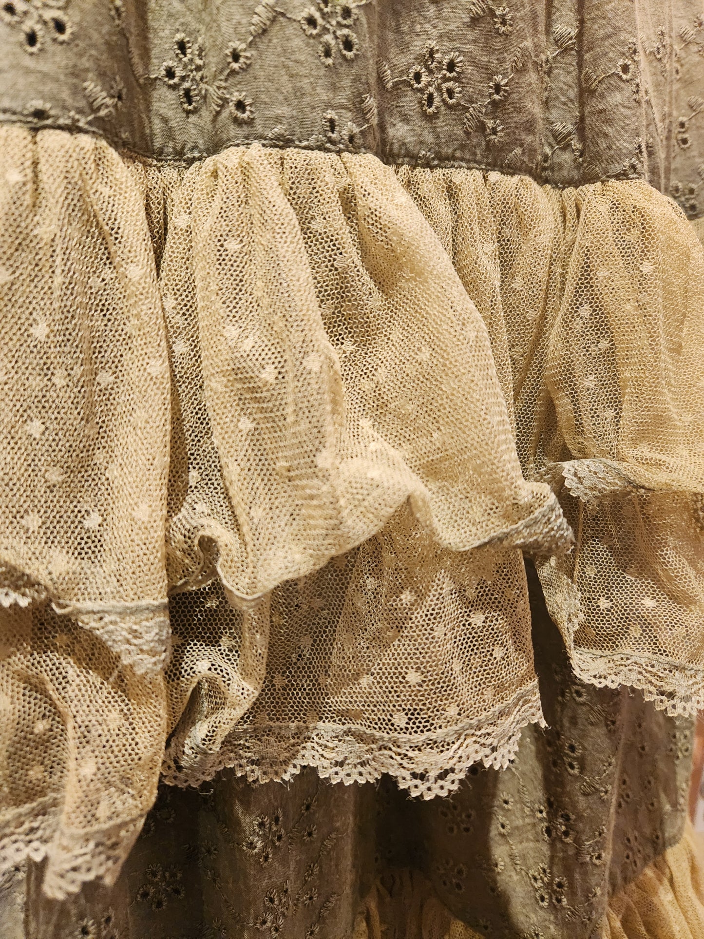 Lace Tier Skirt - Vintage Green