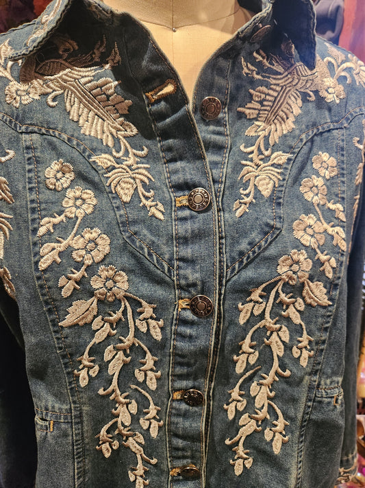 Embroidered Denim Top